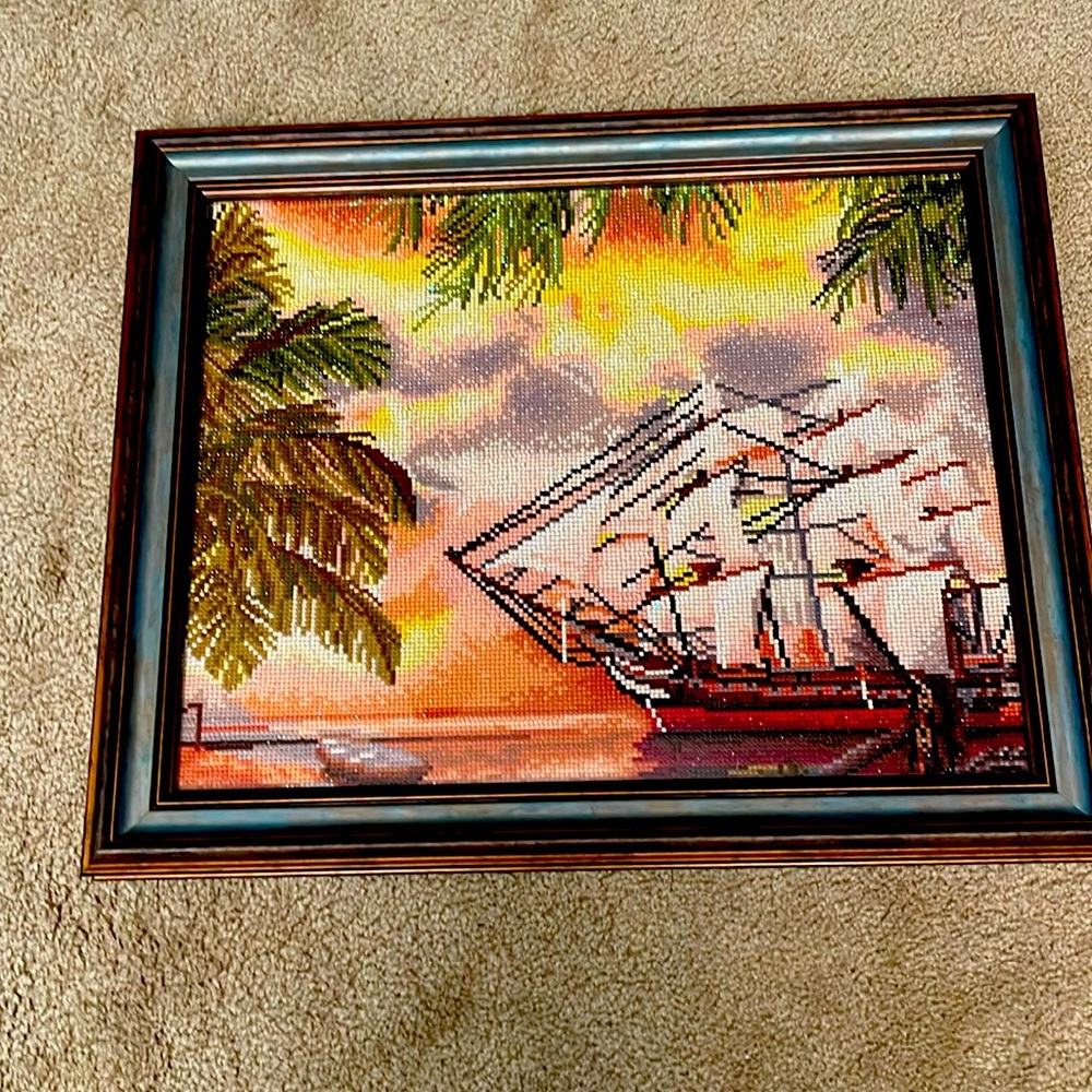 Pirate Ship with Sunset and palm trees